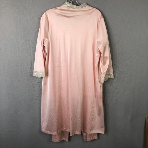 VINTAGE Vanity Fair 3 Piece Pajama Set Womens 34 Pink Nylon Robe Made USA 90s - Picture 2 of 16
